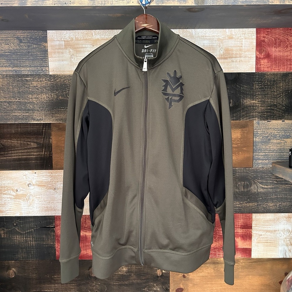 Nike Manny Pacquiao Track Jacket Full Zip Sweatshirt PAC Man Green Mens Medium